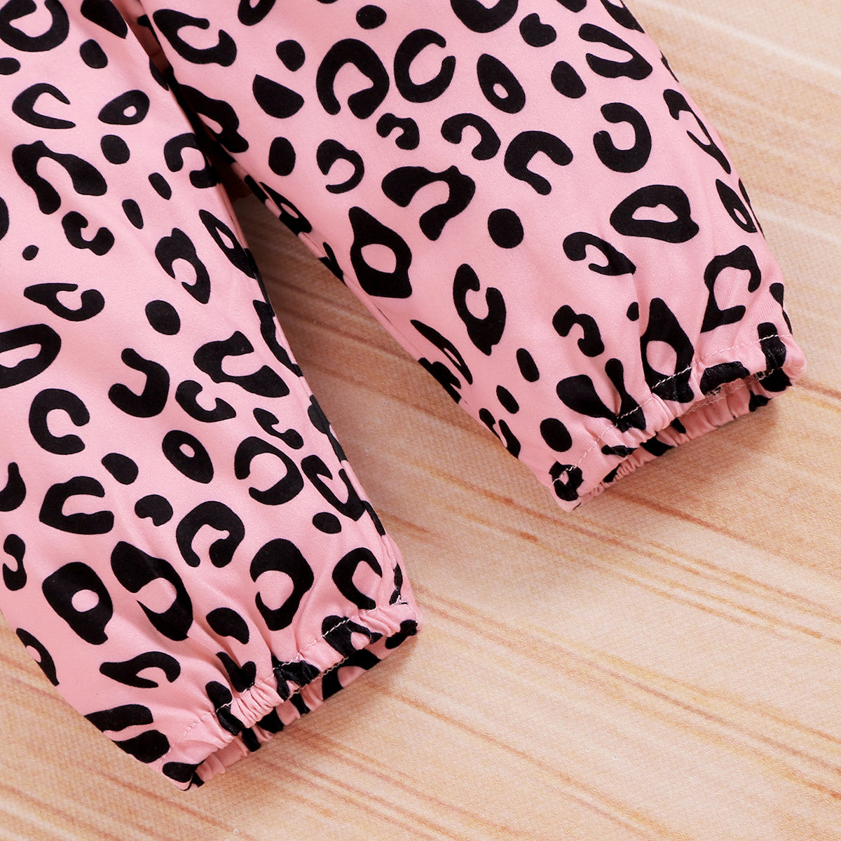 Newborn Long Sleeve Romper Leopard Print Trousers And Headband Three-piece Set