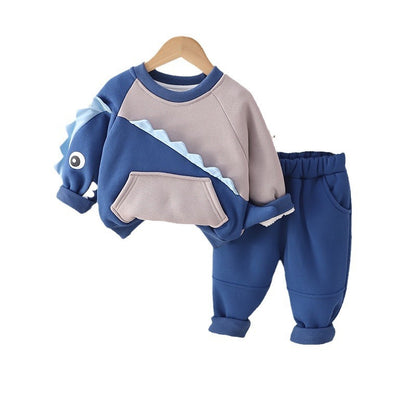 Baby Fleece-lined Children's Printing Sports Sweater Suit