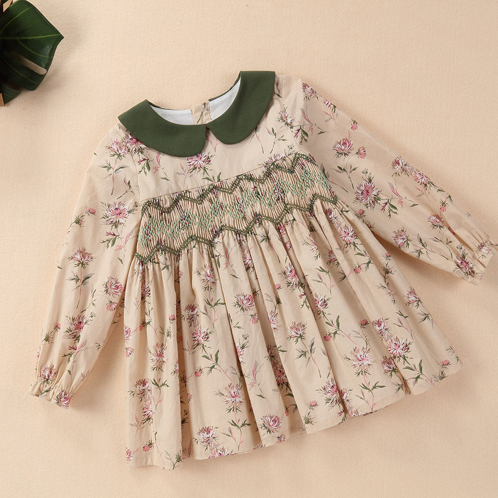 Handmade Cotton Long-sleeved Printed Princess Dress