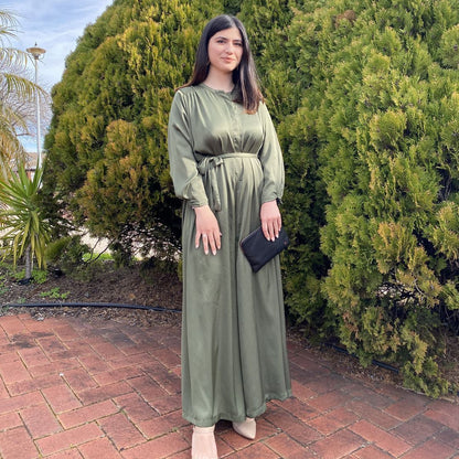 Plus Size Solid Casual Women Thicken Satin Long Sleeve Wide Leg Jumpsuit