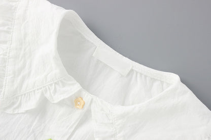 Two-piece Baby Girl Big Lapel Shirt Denim Strap Skirt