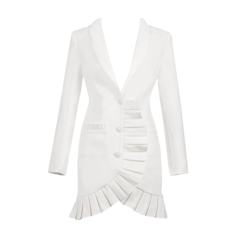 Women's White Single-breasted Business Suit Dress
