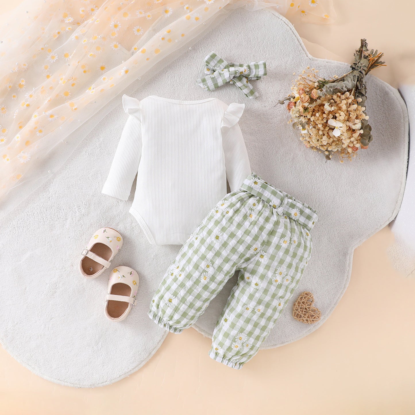 Baby Bow Top Pants Comfortable Suit