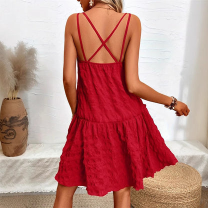 Elegant And Romantic Spaghetti Strap Ruffled Dress
