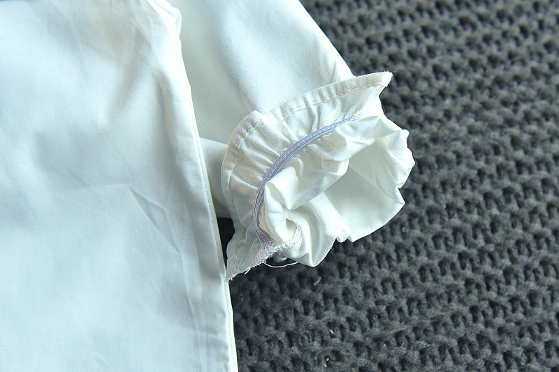 Girls' College Style Long-sleeved Shirt Pleated Skirt Two-piece