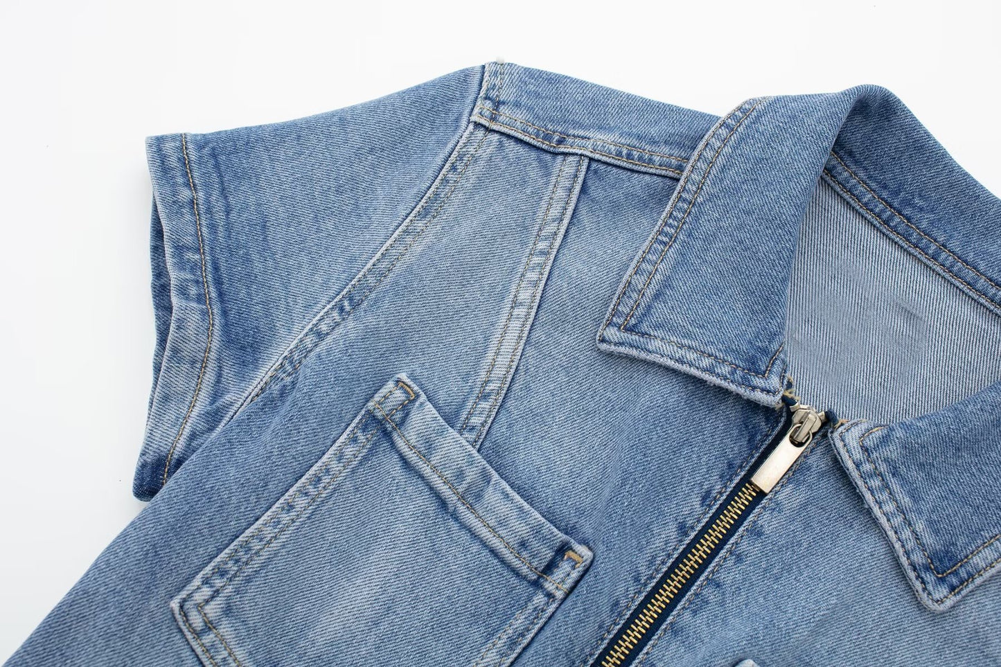 Fall 2023 European And American Style Long Denim Jumpsuit