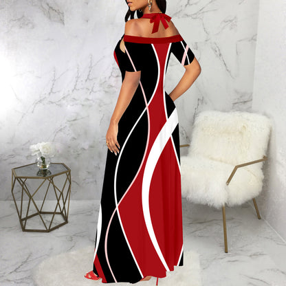 Digital Printing Off-the-shoulder Strap Tube Top Dress