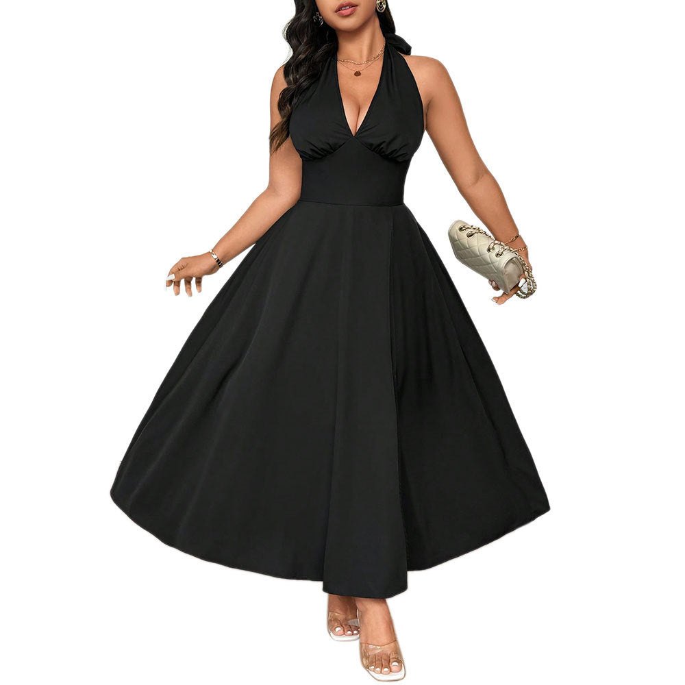 Plus Size Women's Clothing French Socialite Temperament V-neck Dress