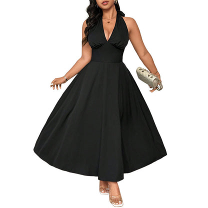 Plus Size Women's Clothing French Socialite Temperament V-neck Dress