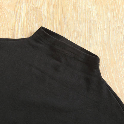 Black Long Sleeved Pullover Sweater Plaid Shorts Two Piece Autumn Outfit