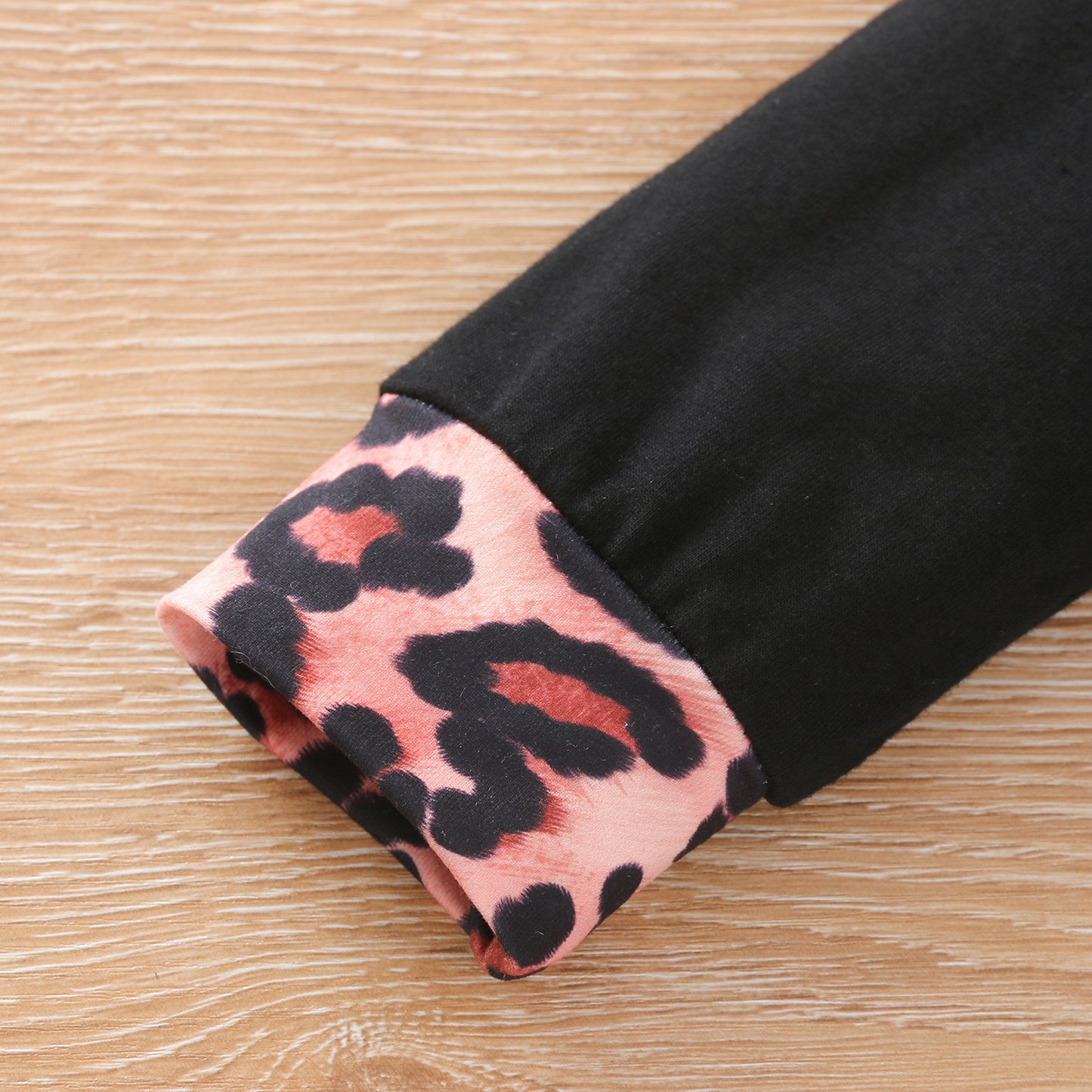 Girls Stitching Long-sleeved T-shirt Leopard Print Flared Pants Suit