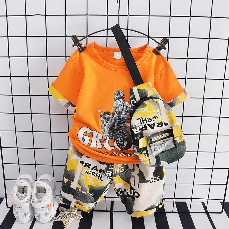 Baby Boy's Cotton Print Short Sleeve Suit