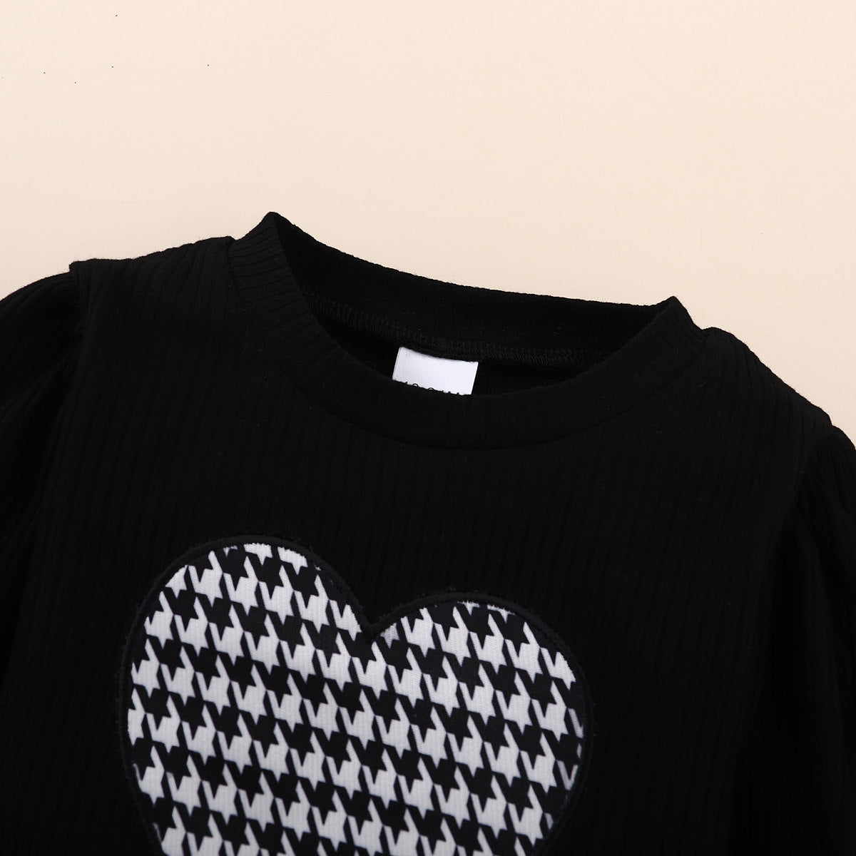 Plaid Heart-shaped Stand Collar Long-sleeved Trousers Hat