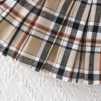 Autumn Bear Top Plaid Skirt