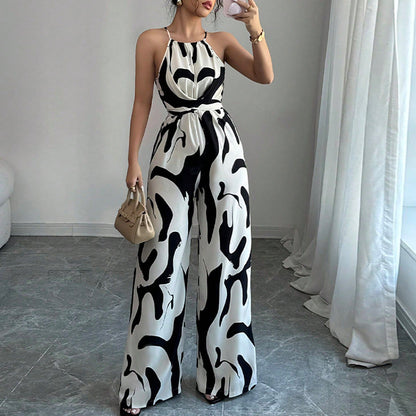 Women's Fashion Zebra Print Suspender Jumpsuit