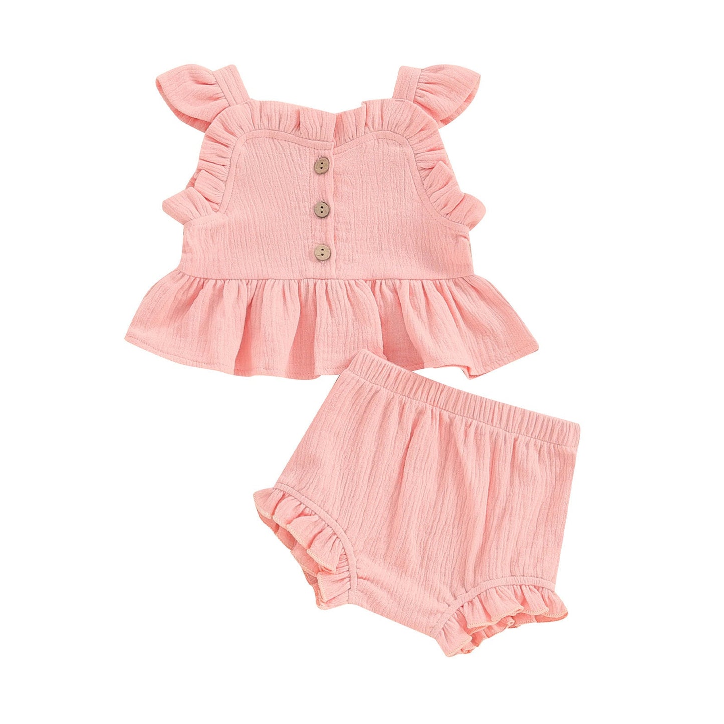 Girls Summer Suspender Shorts Suit