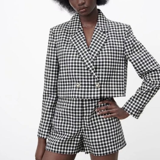 High Waist Plaid Casual Shorts