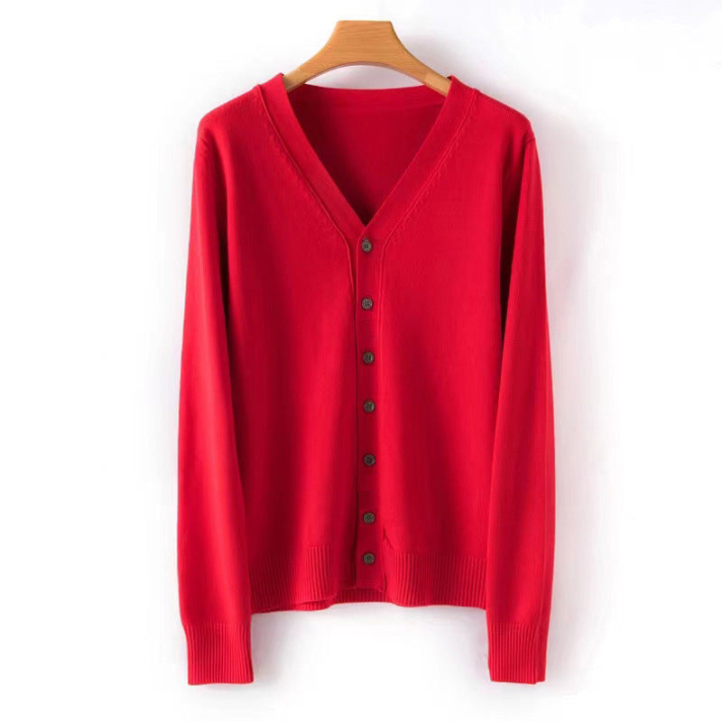 Autumn And Winter New V-neck Knitwear Long-sleeved Cardigan