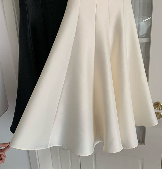 Female Solid Color Casual Glossy Waist-tight Temperament Camisole Dress