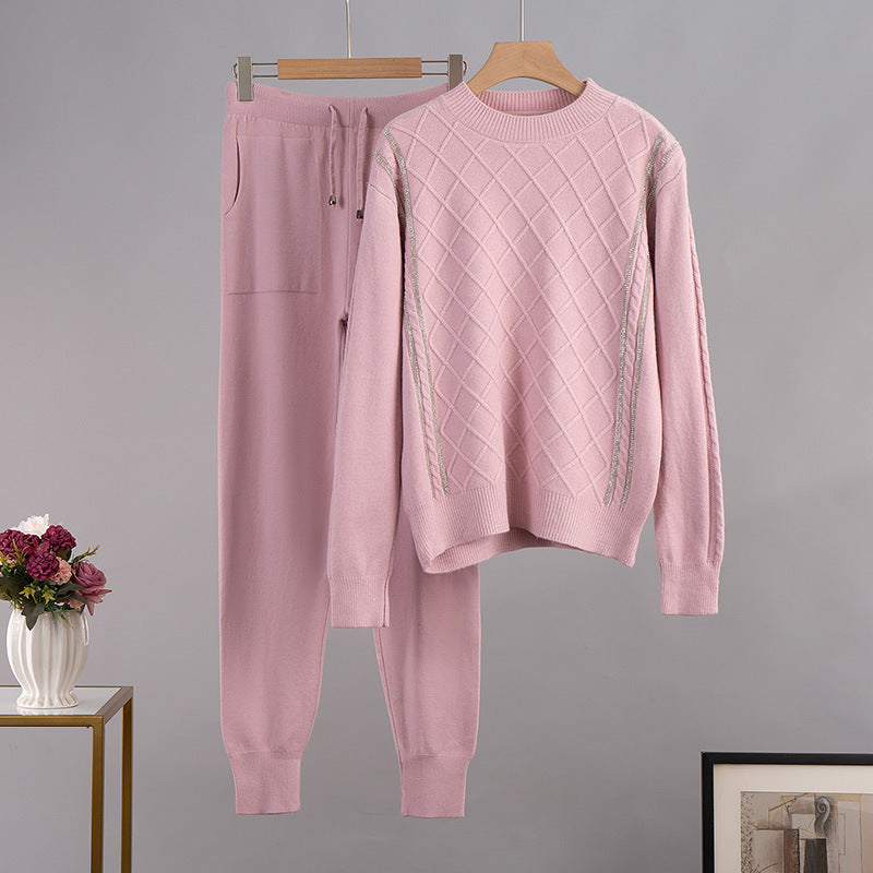 Russian Casual Sweater Pullover Two-piece Suit