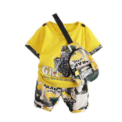 Baby Boy's Cotton Print Short Sleeve Suit