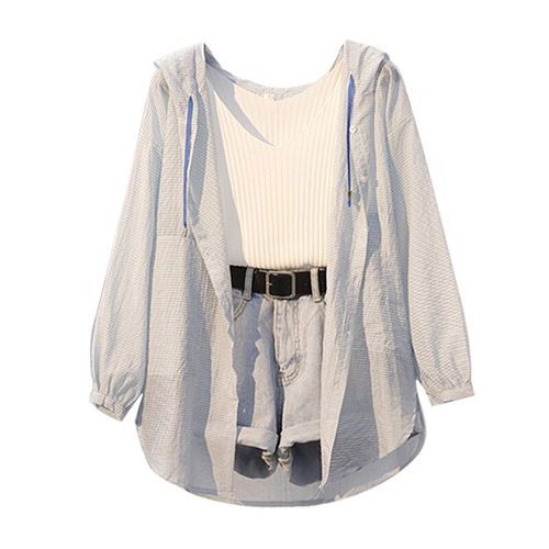 Retro New Age-reducing Sunscreen Shirt Denim Shorts Two-piece Suit