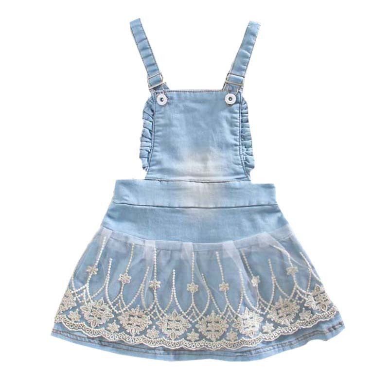 Girls' Summer Denim Strap Dress