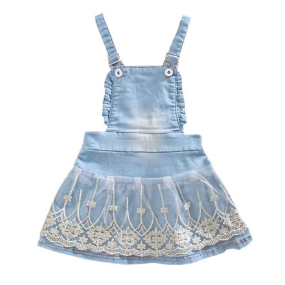 Girls' Summer Denim Strap Dress