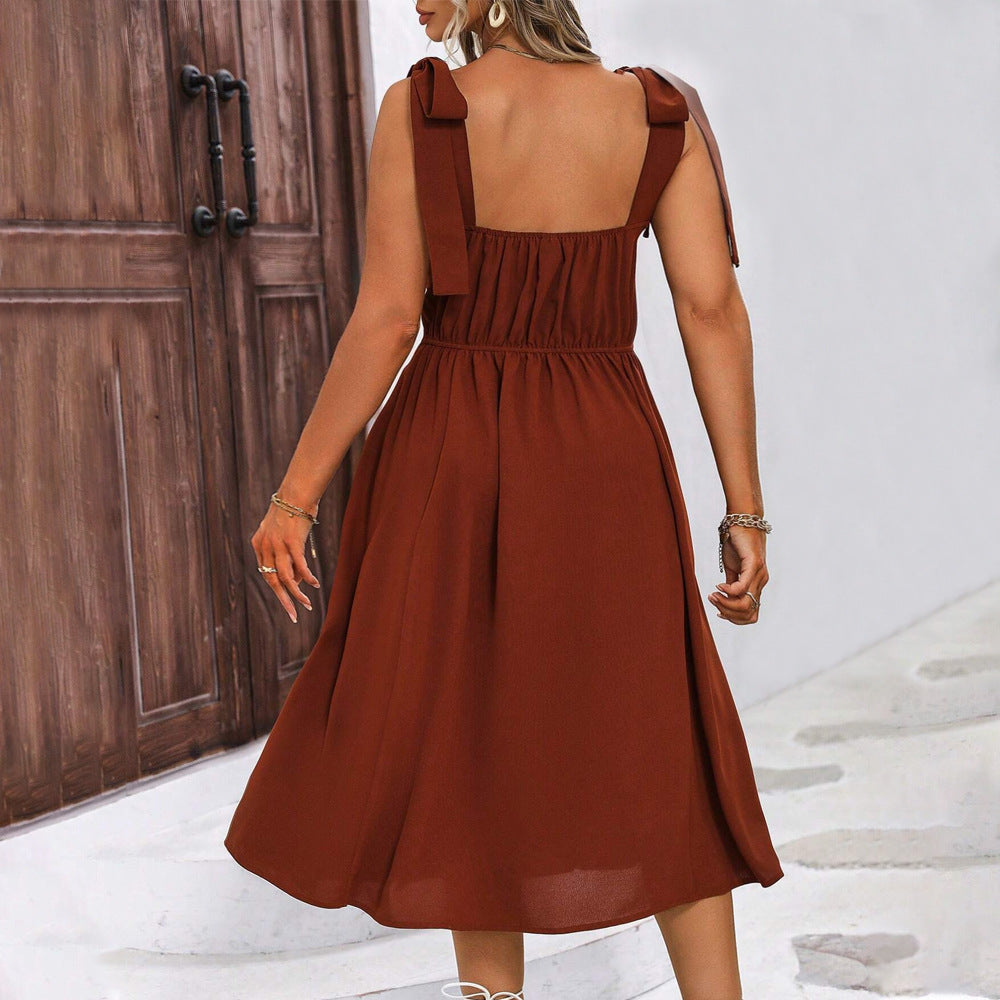 Women's Casual Slim-fit Slit High Sense French Dress