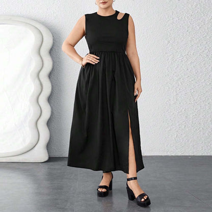 Split Dress Vest Sleeveless Stitching Dress