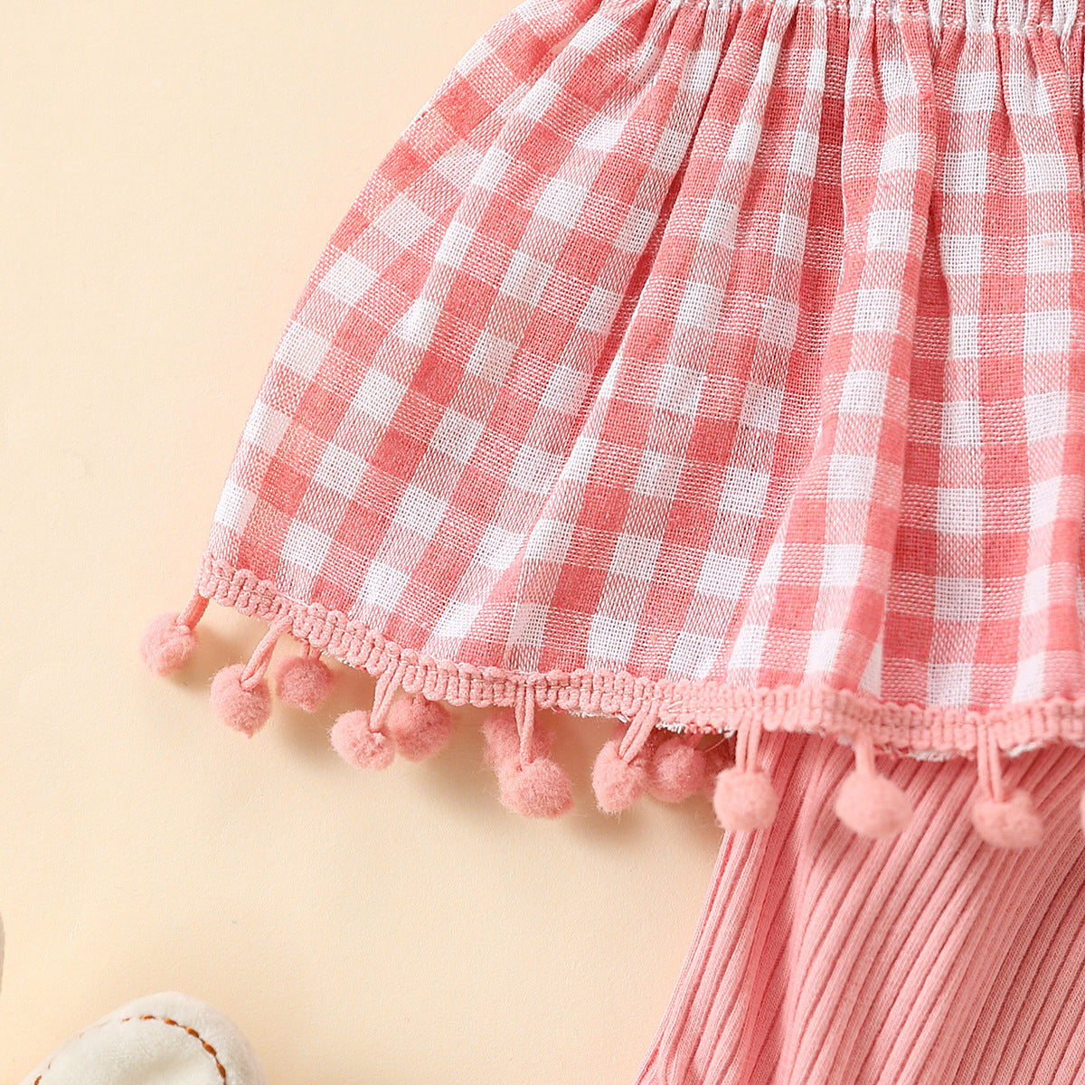 Baby Girl Cute Plaid Sling Half-length Lace Skirt Shorts Two-piece Suit