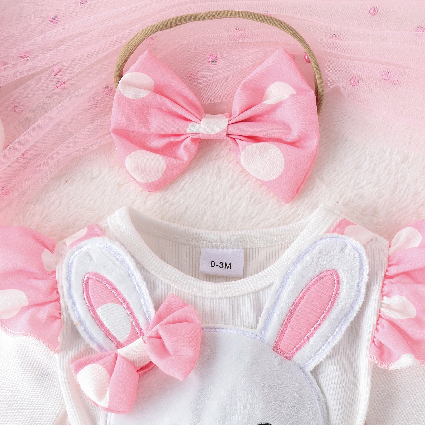 Sweet Baby Girl Long-sleeved Jumpsuit Rabbit Romper Headdress