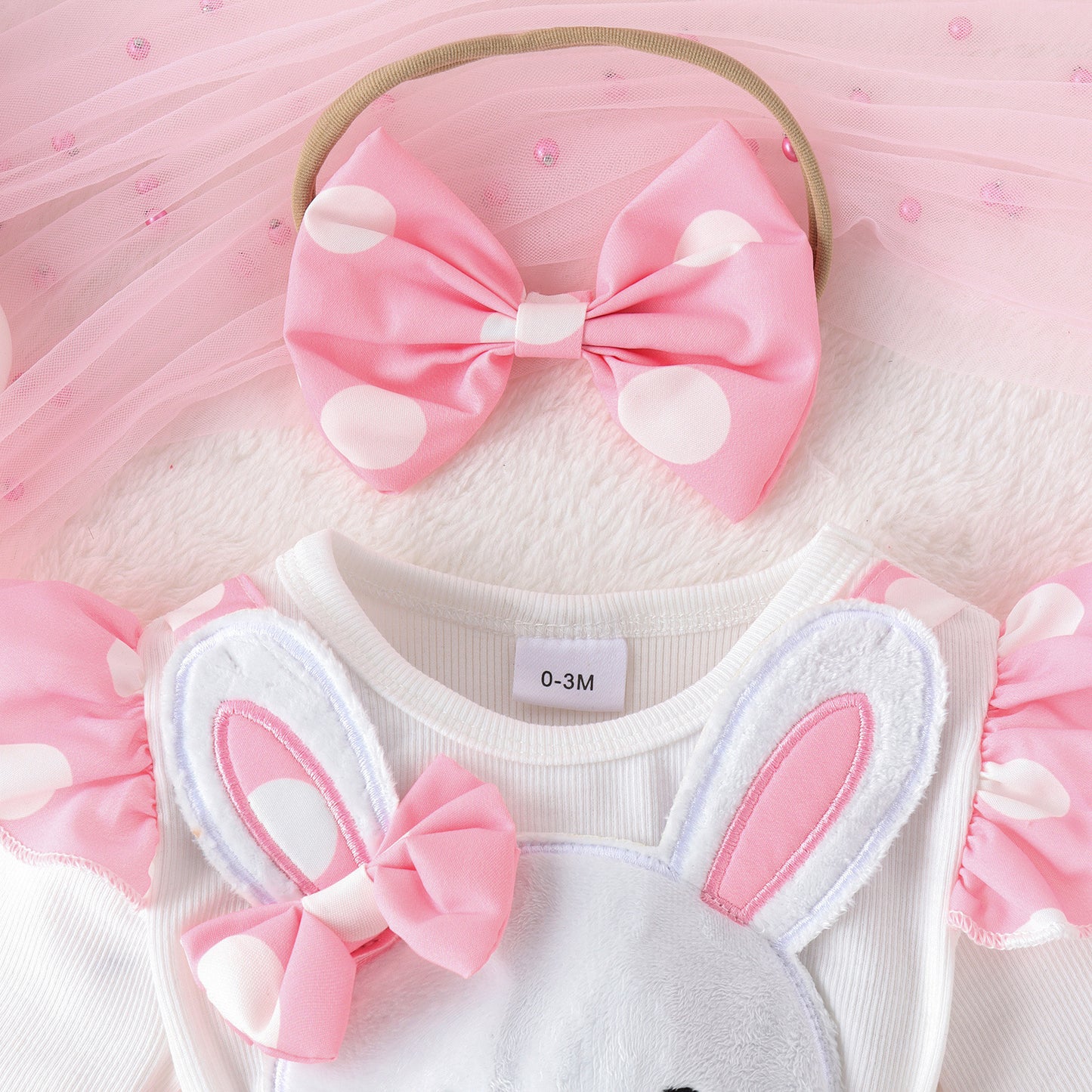 Sweet Baby Girl Long-sleeved Jumpsuit Rabbit Romper Headdress