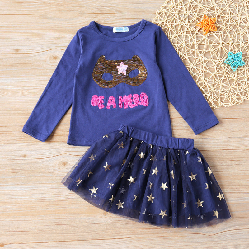 Fashion Cartoon Cute Blouse And Skirt Children's Suit