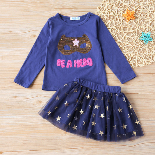Fashion Cartoon Cute Blouse And Skirt Children's Suit