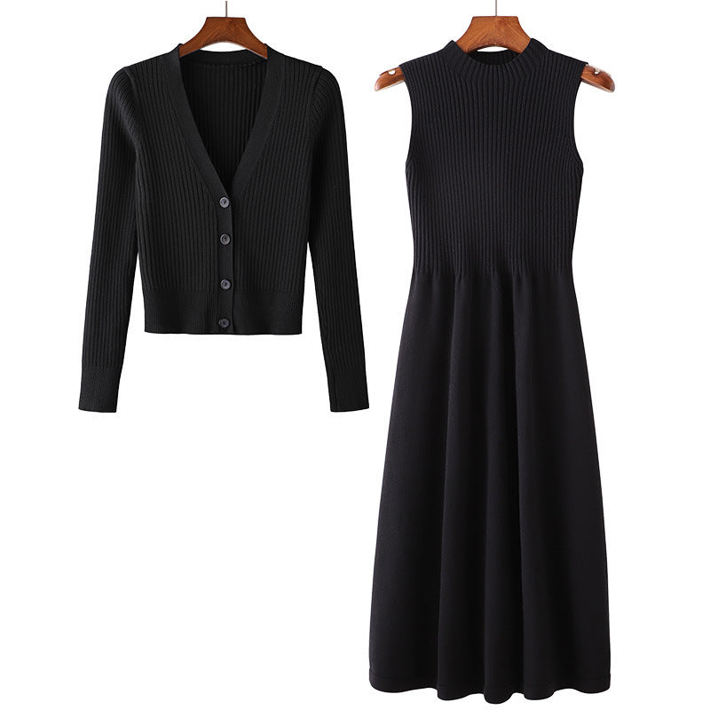 Mid-length Knitted Dress Suit Cardigan Woolen Skirt Two-piece Set