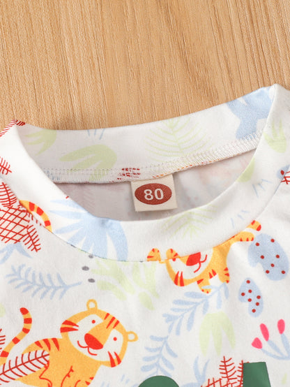 Girls Alphabet Print Short Sleeve Shorts Set