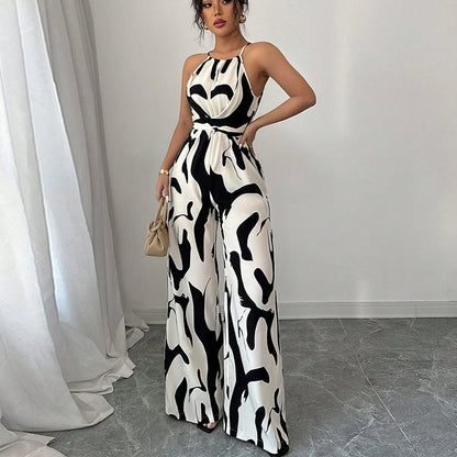 Women's Fashion Zebra Print Suspender Jumpsuit