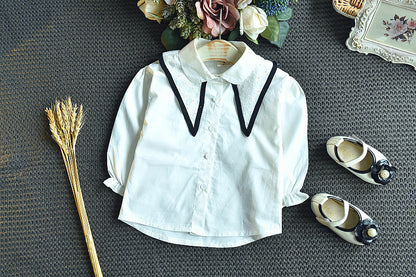 Girls' College Style Long-sleeved Shirt Pleated Skirt Two-piece