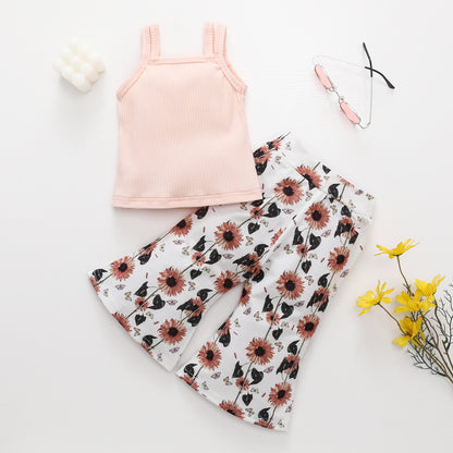 Summer Girls' Camisole Trousers Suit