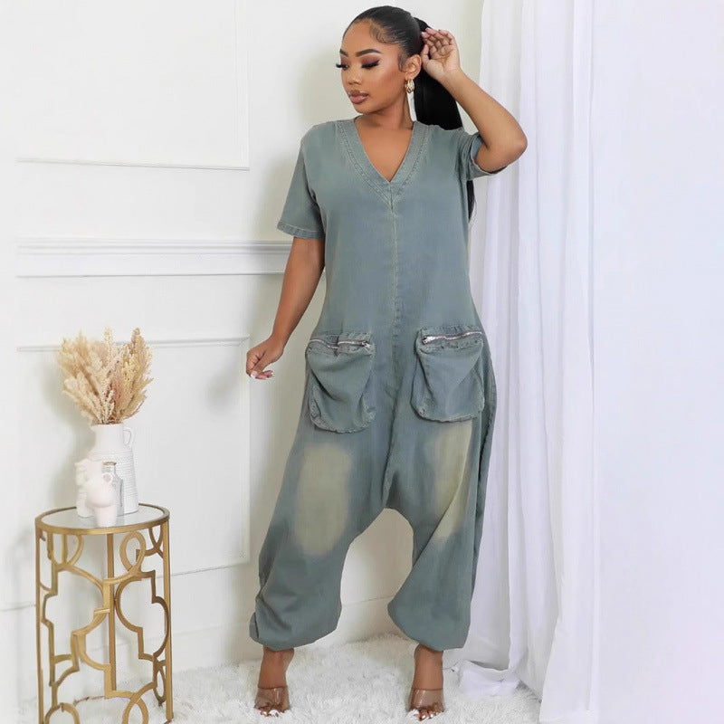 Women's Loose Crotch Jumpsuit Retro Personality