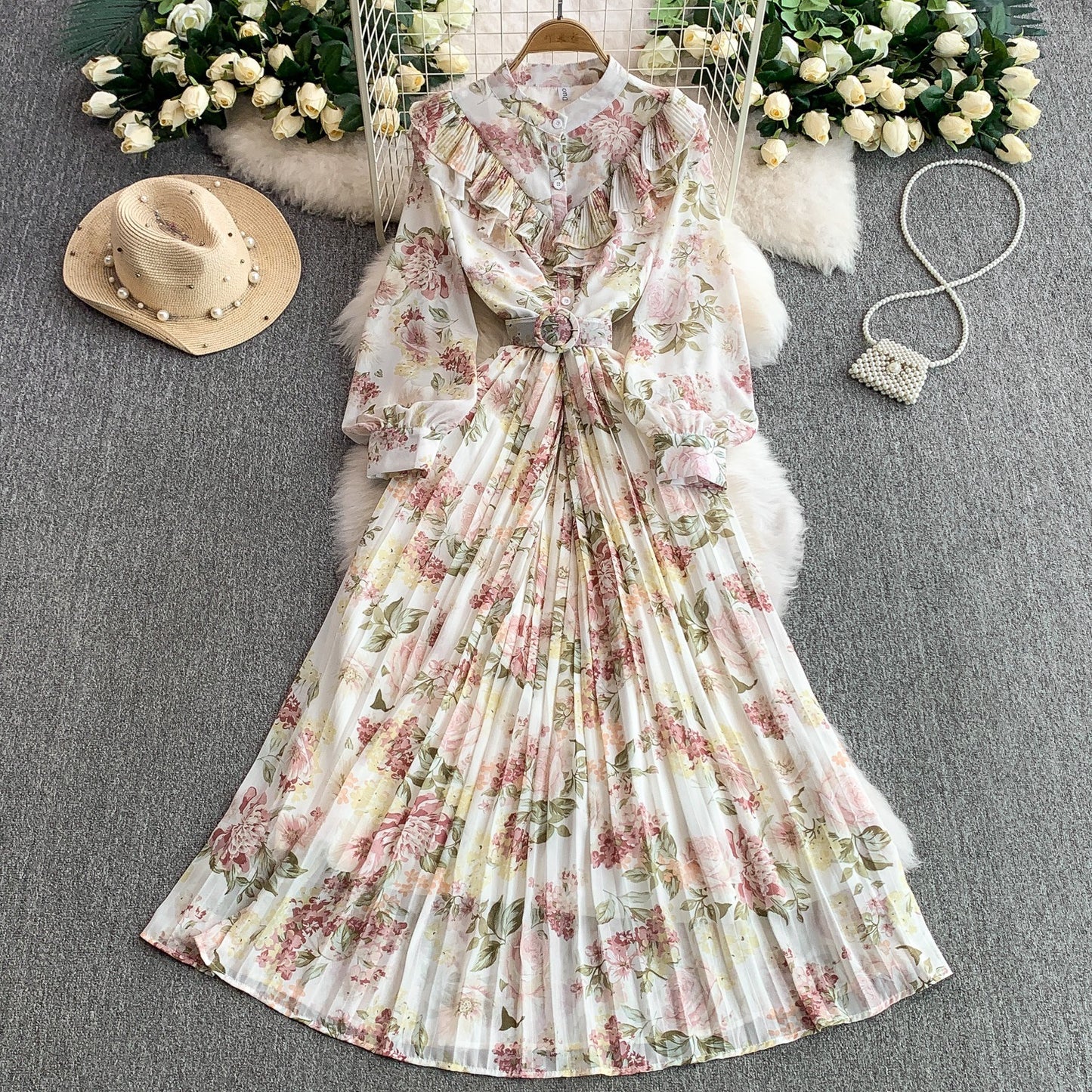 Women's New Cinched Pleated Elegant Dress