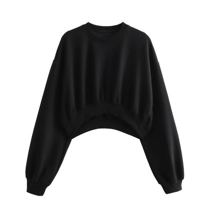 Autumn New Women's Clothing Solid Color Basic Short Sweater Ankle Banded Lace-up Jogger Pants Suit