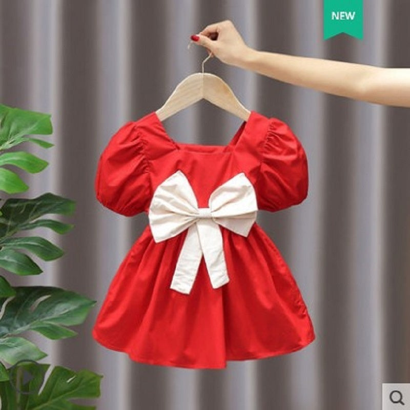Princess Dress Red Children's Western Style Baby Girl Bow Skirt