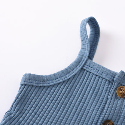 Sunken Stripe Suspenders Small Skirt Rib Shorts Suit