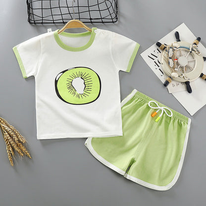 Children's Short-sleeved Suit Two-piece Cotton Suit