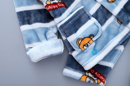 Girls' Cute Cartoon Flannel Pajama Suit