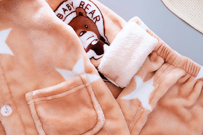 Girls' Cute Cartoon Flannel Pajama Suit