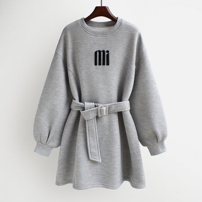 Loose Mid Length Plus Fleece Sweater Dress