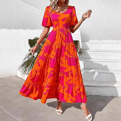 Puff Sleeve Floral Casual Summer Dress